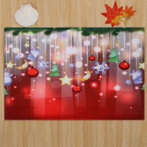 Christmas Baubles Stars Pattern Water Absorption Indoor Outdoor Area Rug