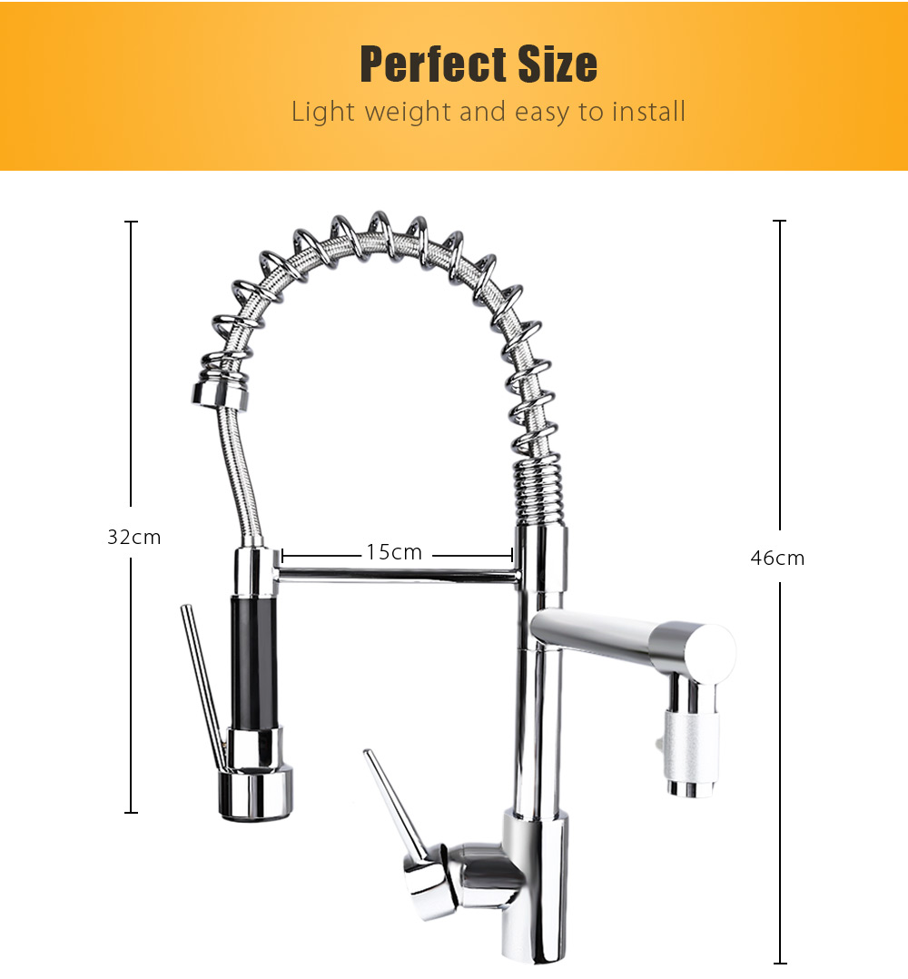 Deck Mounted Pull-down Swivel Spray Kitchen Faucet Mixer Tap