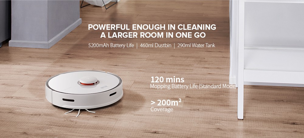 Roborock S5 Max Laser Navigation Robot Vacuum Cleaner with Large Capacity Water Tank Off-limit Area Setting AI Recharge - White EU Plug
