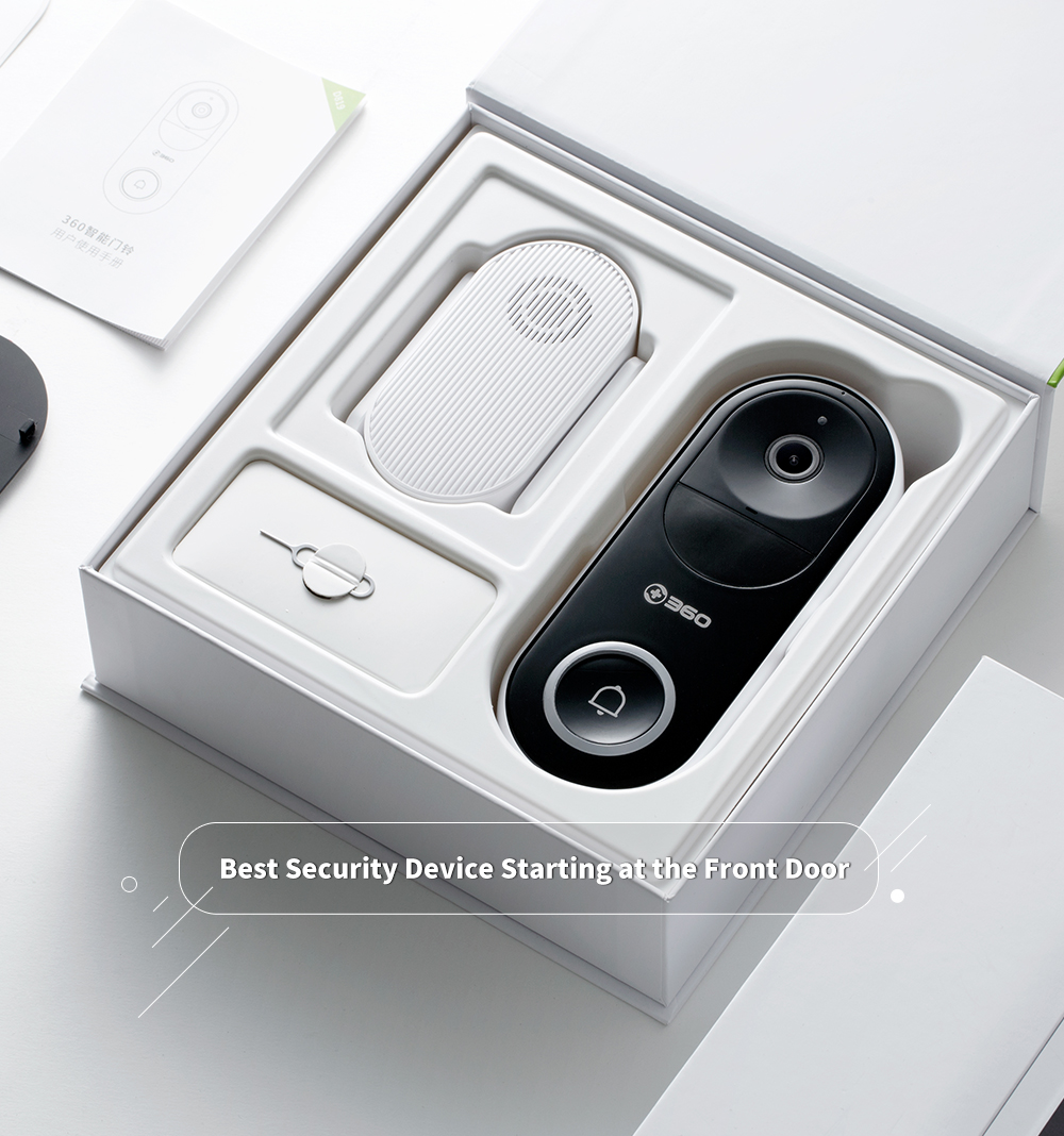 360 D819 Remote Monitoring / Wireless WiFi / Visitor Recognition / Video Call / Ultra Clear Night Vision Smart Camera Doorbell